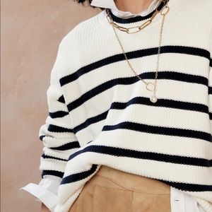 Banana Republic Oversized Mariner Sweater - navy and white striped.